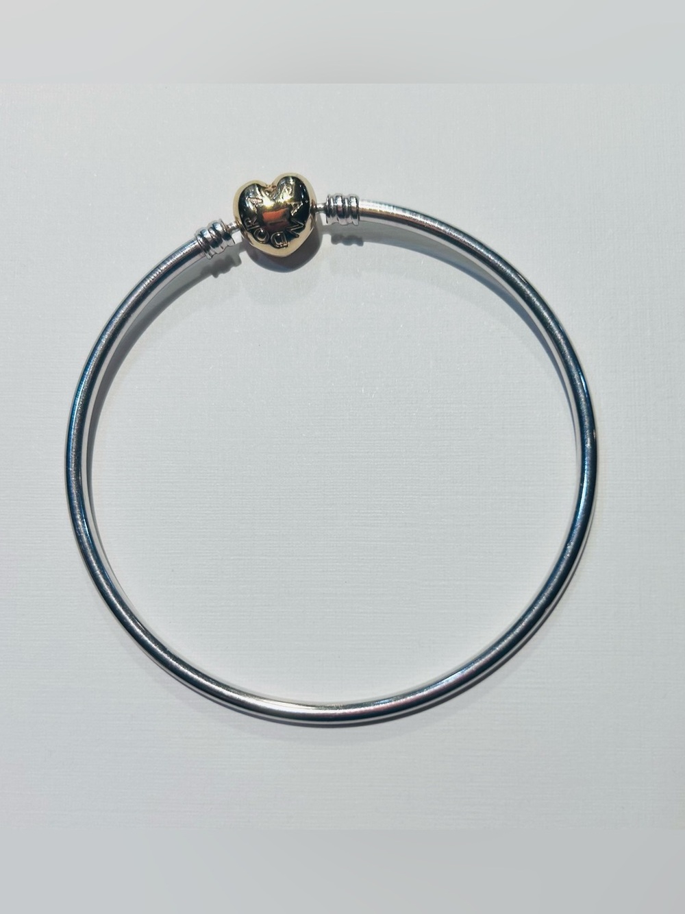 Pandora two-Tone Heart Clasp Bangle Bracelet - Silver and 14kt solid Gold